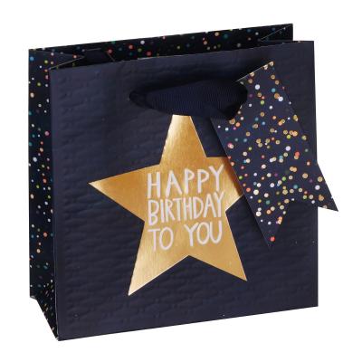 Partisan Happy Birthday On Star Design Gift Paper Bag Blue Medium Set of 6 DBVED45M