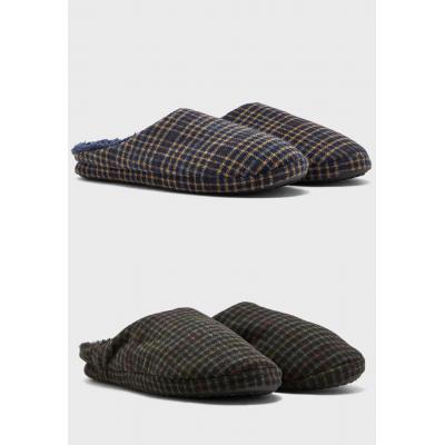 Slumberz Mens Checked Upper Mule Blue and Dark Brown UK11-12 2-Pairs FT1569 Slumberz Mens Checked Upper Mule Blue and Dark Brown UK11-12 2-Pairs FT1569