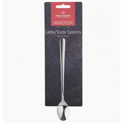Grunwerg Windsor Stainless Steel Latte Spoons Set Silver 4Pk 4SOSWDR-C Grunwerg Windsor Stainless Steel Latte Spoons Set Silver 4Pk 4SOSWDR-C