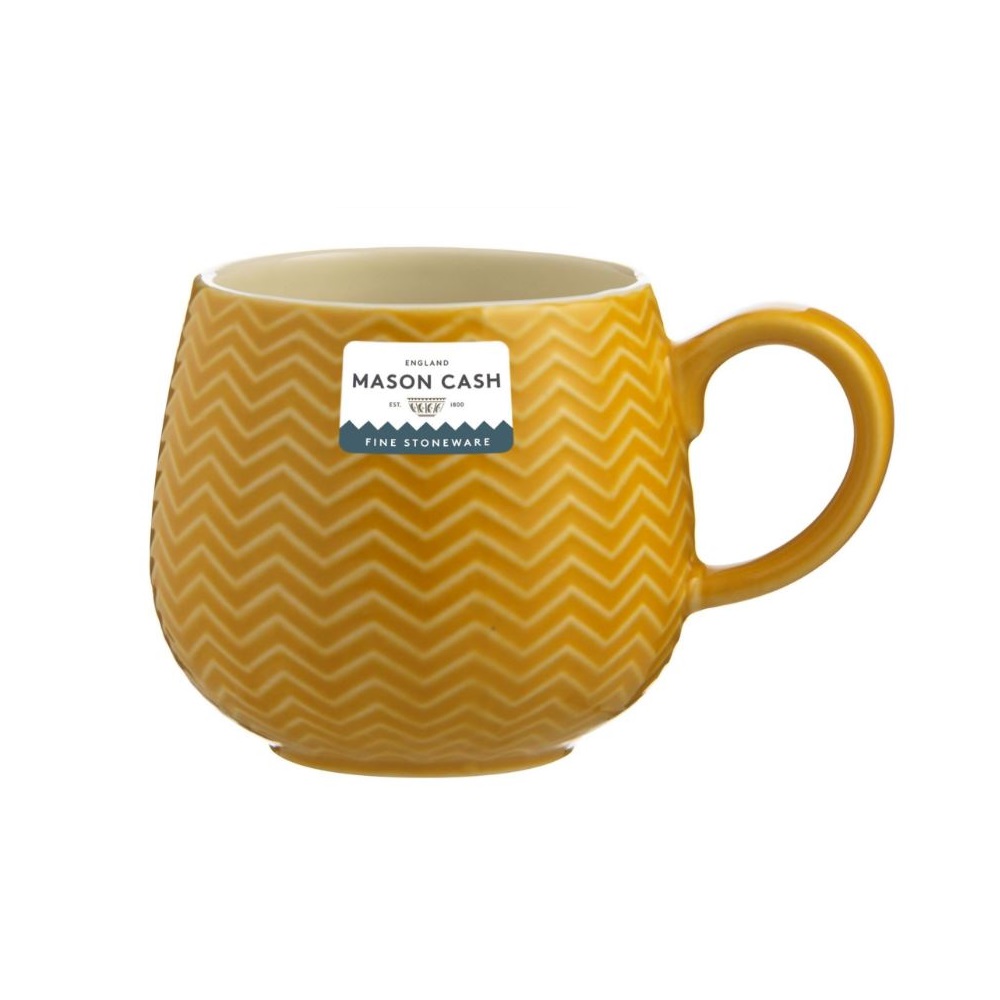 Mason Cash High Quality Fine Stoneware Embossed Chevron Ochre Mug Yellow 2002.142