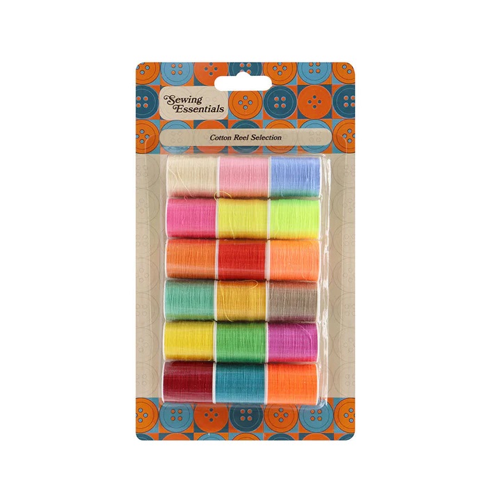 Rapide Sewing Essential Cotton Reel Colour Selection Multicolour Pack of 18 1657