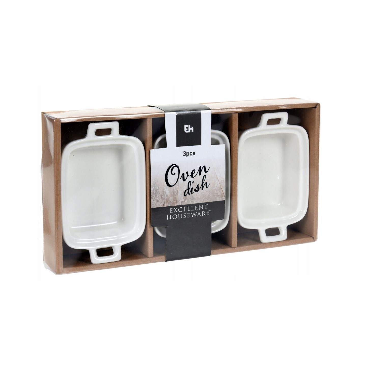 Excellent Houseware Oven Dish White Pack of 3 038230