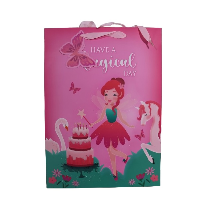 Eurowrap Fairytale Extra Large Wide Guss Bag Pink 33cm x 15cm x 45.5cm 29874-1WCC Eurowrap Fairytale Extra Large Wide Guss Bag Pink 33cm x 15cm x 45.5cm 29874-1WCC