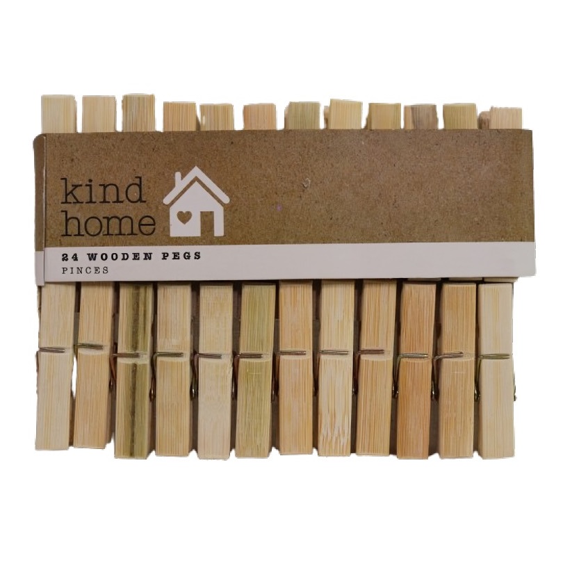 Sifcon Kind Home Wooden Pegs Natural 17cm x 12cm Pack of 24 KG2071A