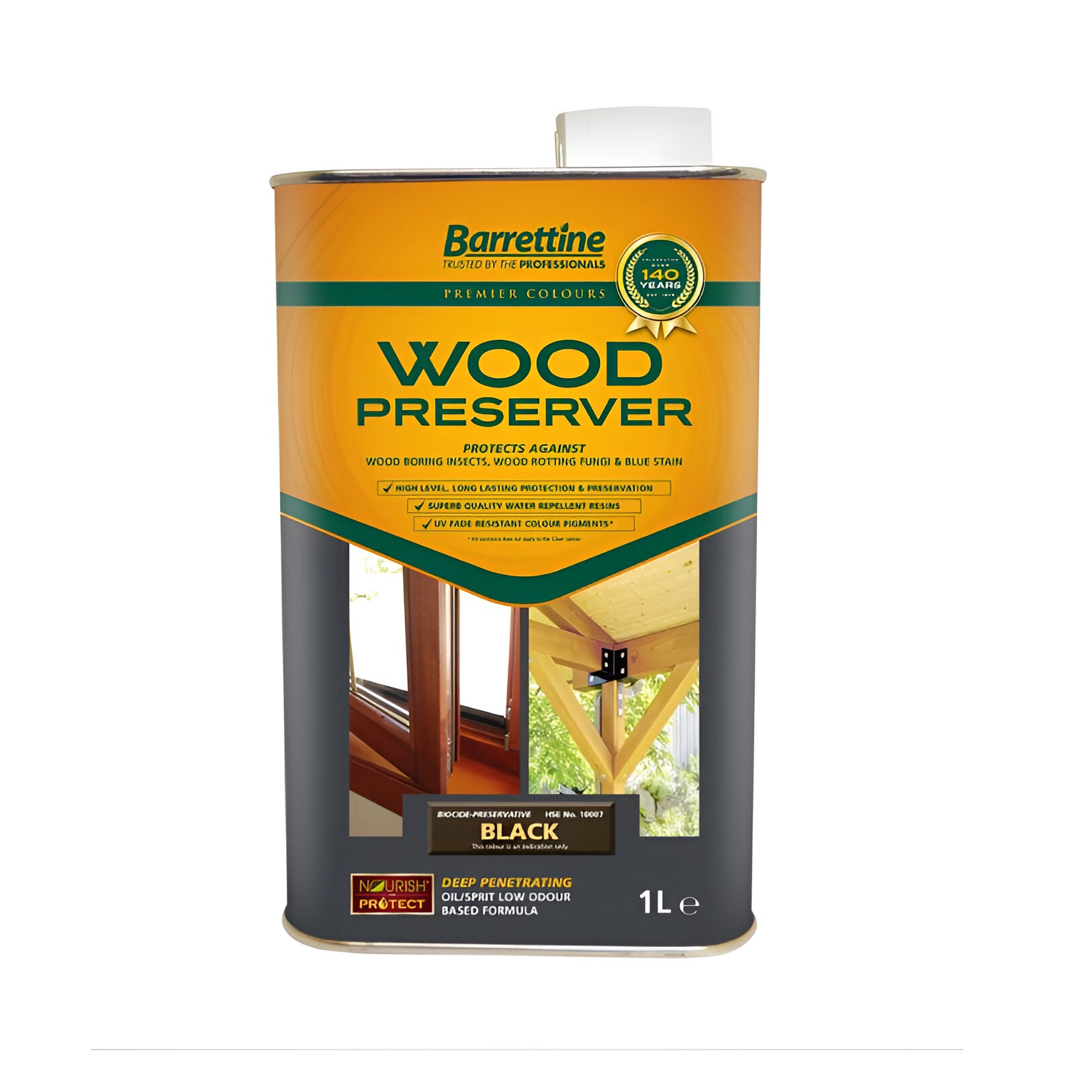 Barrettine Nourish and Protect Wood Preserver Black 1Ltr 1004 | Protects Against Wood Boring Insects Wood Rotting Fungi and Blue Stain Barrettine Nourish and Protect Wood Preserver Black 1Ltr 1004 | Protects Against Wood Boring Insects Wood Rotting Fungi and Blue Stain
