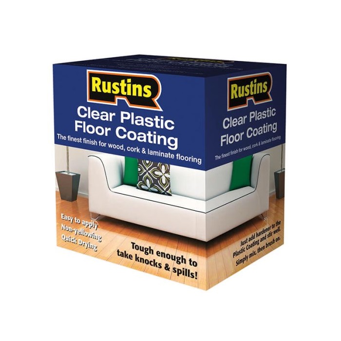 Rustins Gloss Finish Plastic Floor Coating Kit Clear 4Ltr PCFK4000 | Easy to Apply | Non-Yellowing | Quick Drying | Finest Finish for Wood Cork and Laminate Flooring | Tough Enough to Take Knocks and Spills
