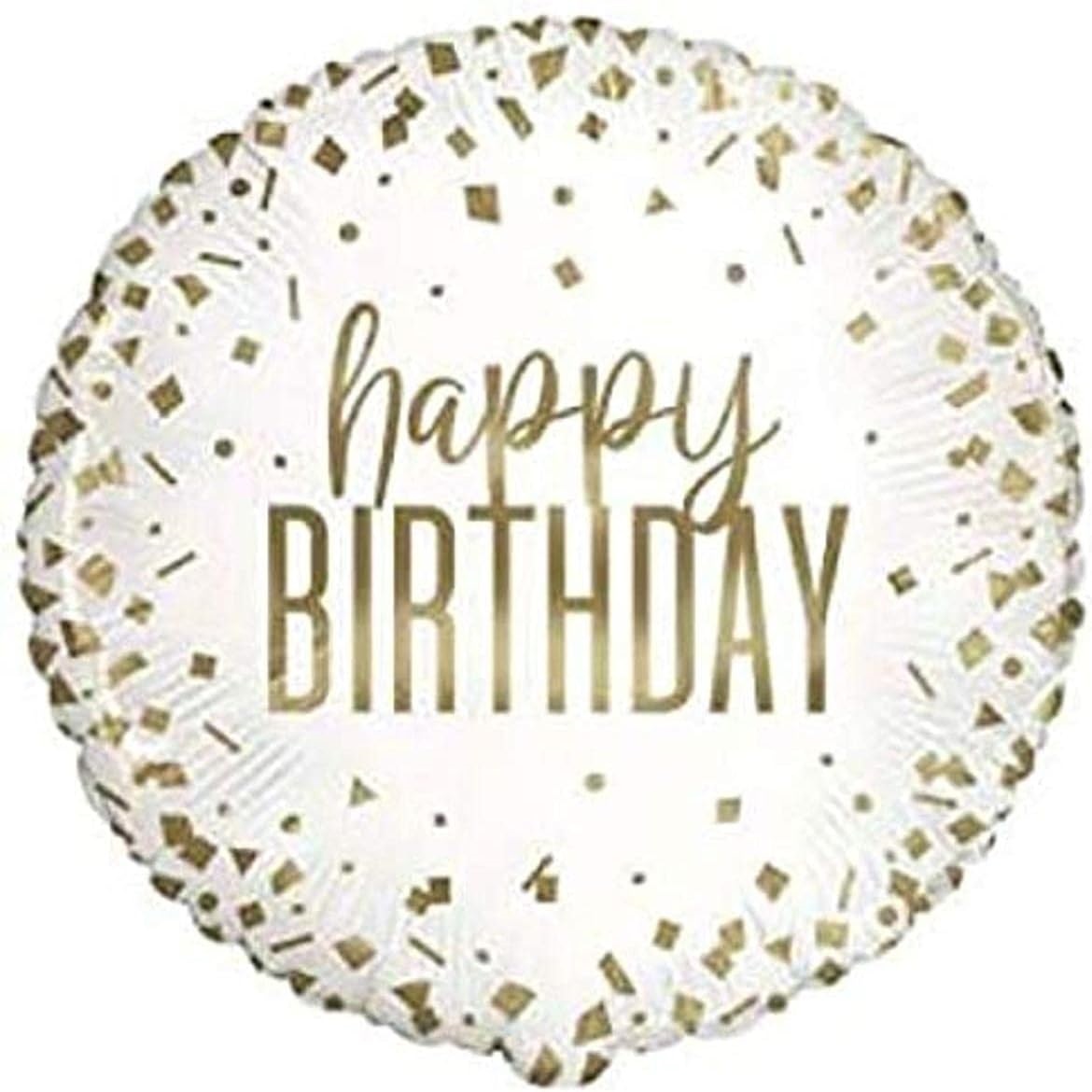 Unique Happy Birthday Confetti Foil Helium Balloon Gold 18-Inch | Printed Both Sides | Ribbon Not Included Unique Happy Birthday Confetti Foil Helium Balloon Gold 18-Inch | Printed Both Sides | Ribbon Not Included