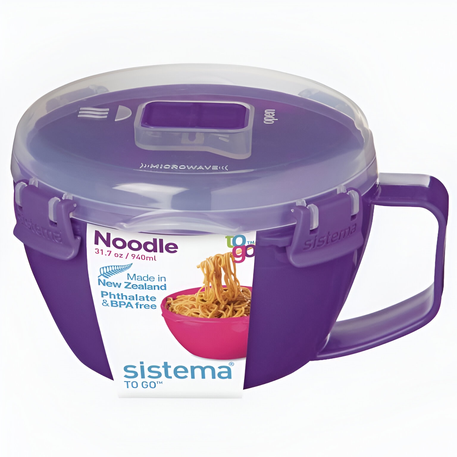 Sistema BPA Free Plastic Noodle Bowl With Handle Assorted 940ml Sistema BPA Free Plastic Noodle Bowl With Handle Assorted 940ml