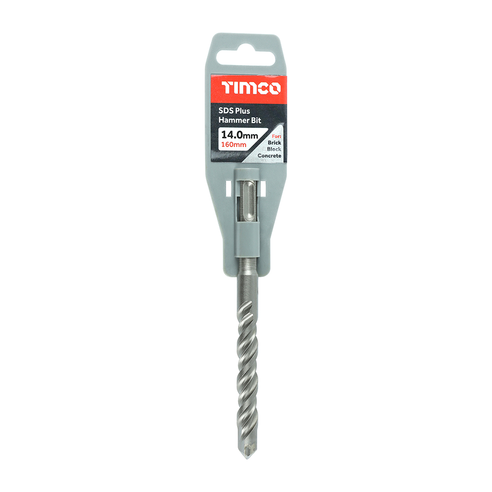 Timco SDS Plus Hammer Heat Treated Bit Silver 14mm x 160mm SDS14160 | For Brick-Block and Concrete | Drill Tip - Tungsten Carbide Timco SDS Plus Hammer Heat Treated Bit Silver 14mm x 160mm SDS14160 | For Brick-Block and Concrete | Drill Tip - Tungsten Carbide