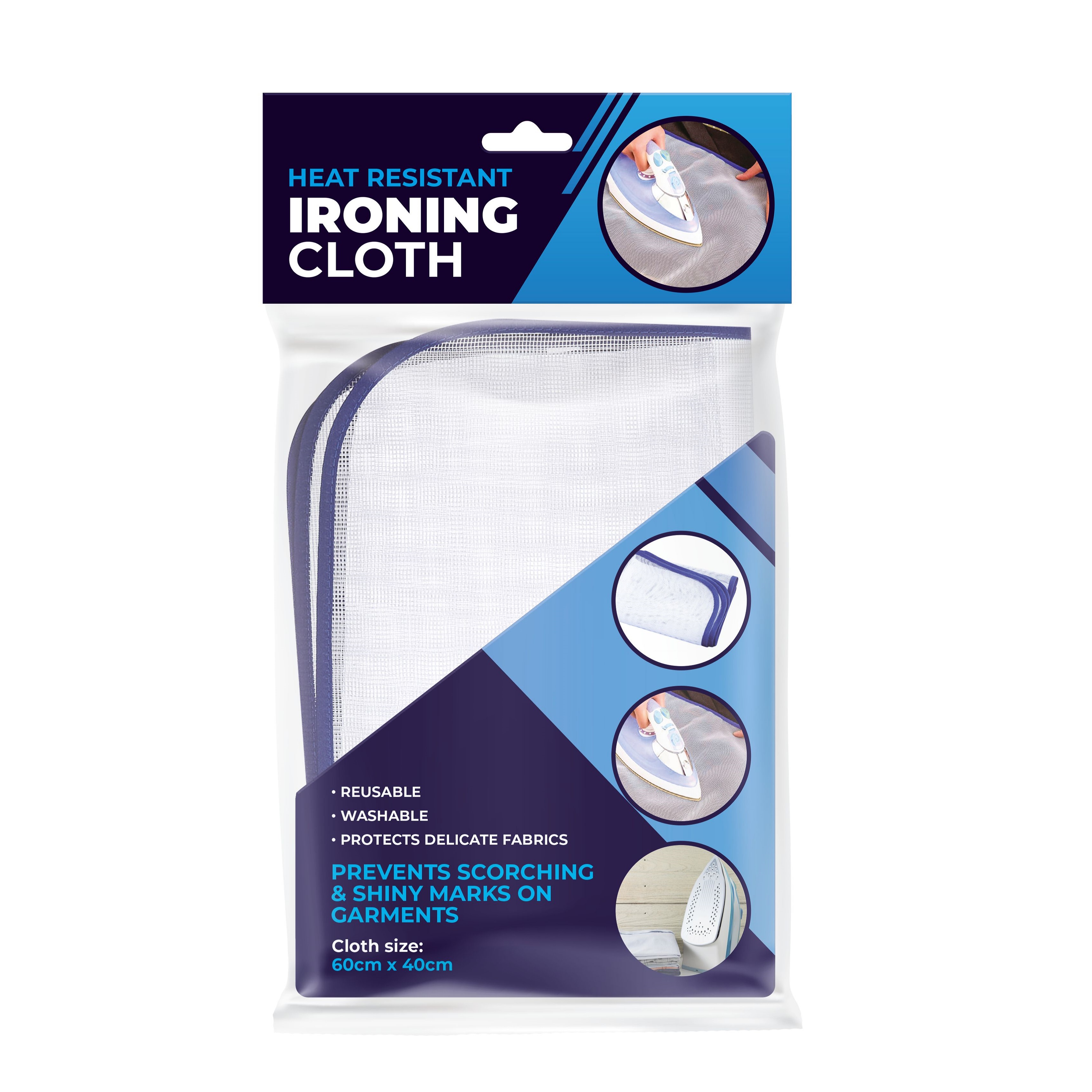 151 Ironing Cloth Transparent 60cm x 40cm 1511189 | Heat Resistant | Reusable | Washable | Protects Delicate Fabrics | Prevents Scorching and Shiny Marks on Garments