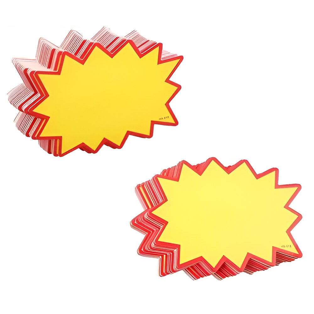 JL Supplies Ltd Bright Labels Red and Yellow 7.5cm x 6cm Pack of 50 9041