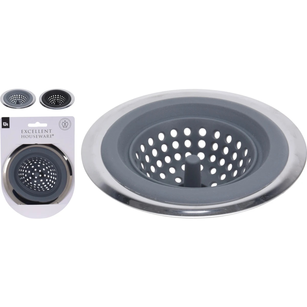 Excellent Houseware Stainless Steel and TPE Sink Drain Strainer Assorted 11.5cm x 3.8cm 404002060 Excellent Houseware Stainless Steel and TPE Sink Drain Strainer Assorted 11.5cm x 3.8cm 404002060