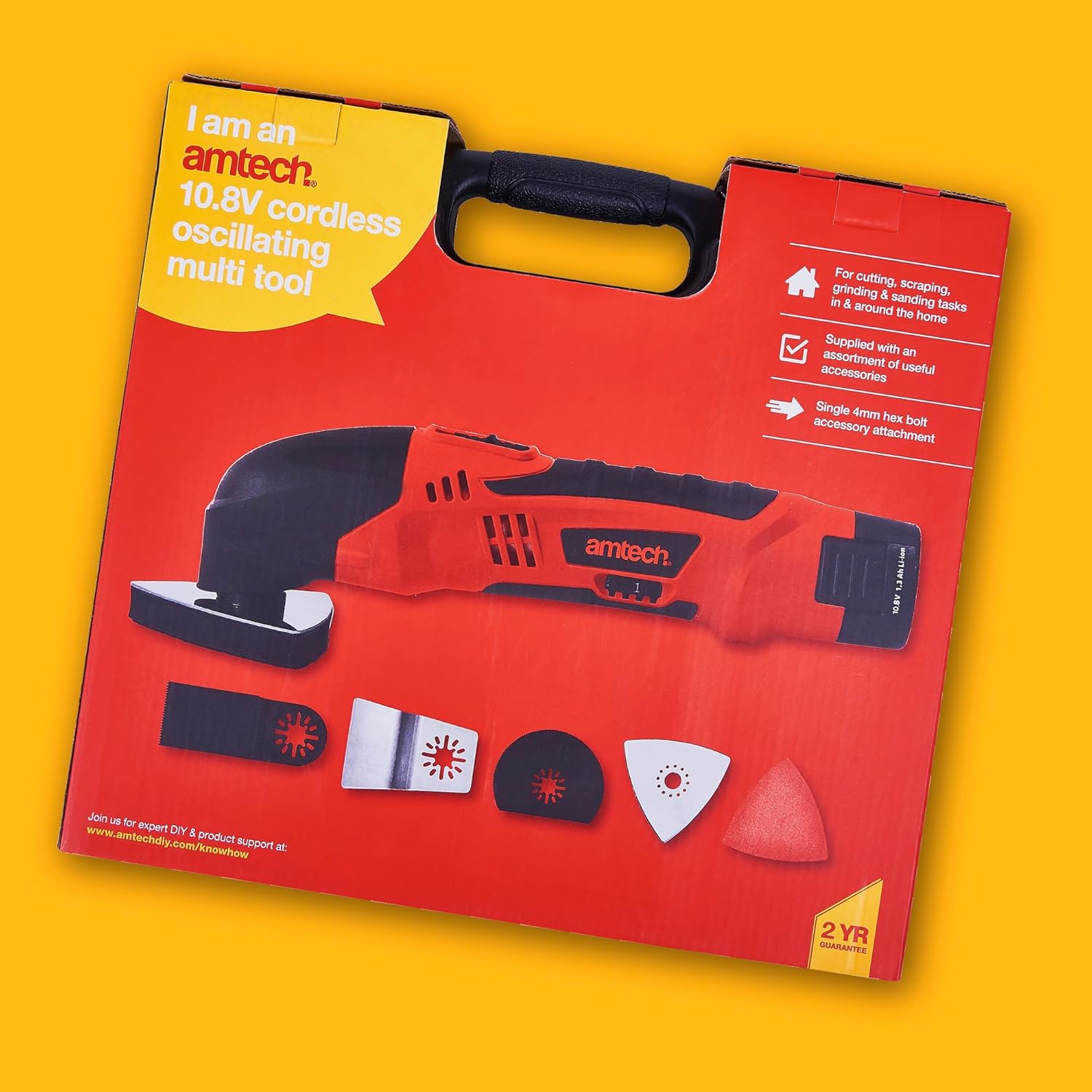 Amtech Cordless Oscillating Multi Tool Red and Black 10.8V V6510 | For Cutting - Scraping - Grinding and Sanding Tasks in and Around the Home | Supplied with an Assortment of Useful Accessories | Single 4mm Hex Bolt Accessory Attachment Amtech Cordless Oscillating Multi Tool Red and Black 10.8V V6510 | For Cutting - Scraping - Grinding and Sanding Tasks in and Around the Home | Supplied with an Assortment of Useful Accessories | Single 4mm Hex Bolt Accessory Attachment