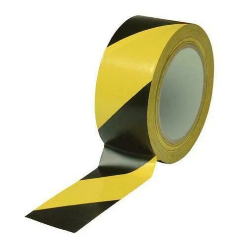 OHSA Hazard Warning Tape Black and Yellow 50mm x 33Mtr HW00375033BYU | Safety Floor Marking Adhesive Tape | For Indoor-Outdoor Use in Warehouses-Construction Zones and Work Areas