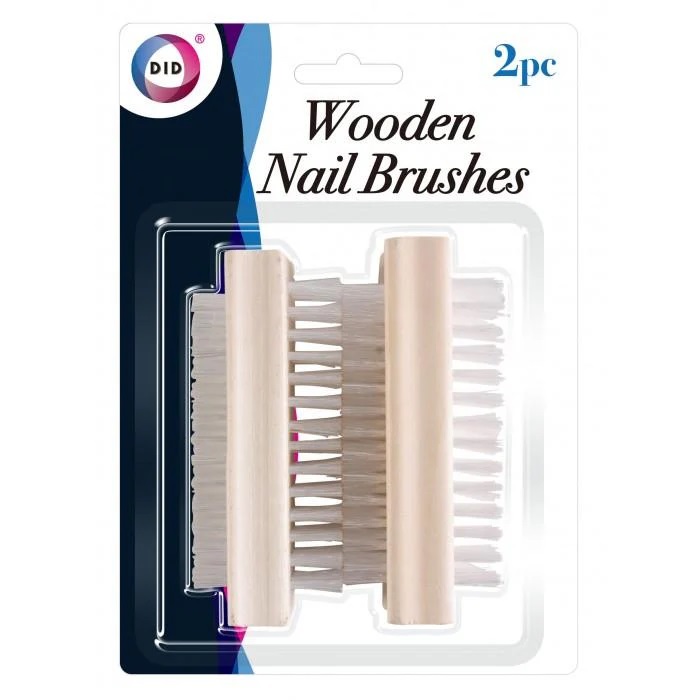 DID Wooden Nail Brushes White and Light Brown Pack of 2 PC3255 DID Wooden Nail Brushes White and Light Brown Pack of 2 PC3255