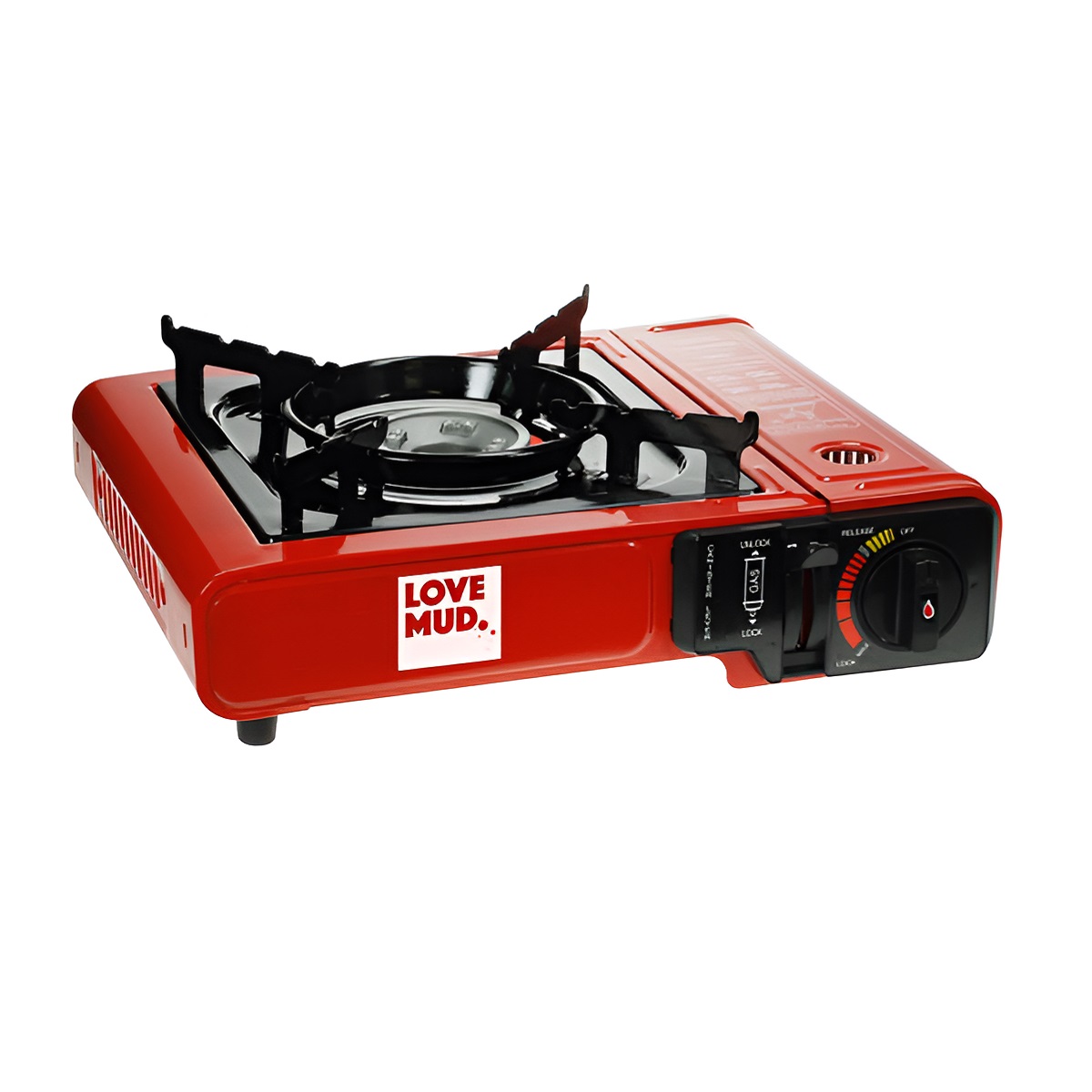Bonningtons Love Mud Portable Camping Gas Stove Red and Black 2.1Kw OLSTOVE | Runs for Approx. 1.5 Hours on a Single Gas Cartridge | Includes Carry Case | Runs on Standard 220g Gas Canisters | Piezo Ignition and Heat Control | Compatible with Butane Gas MSF-1A CRV | For Outdoor Use Only