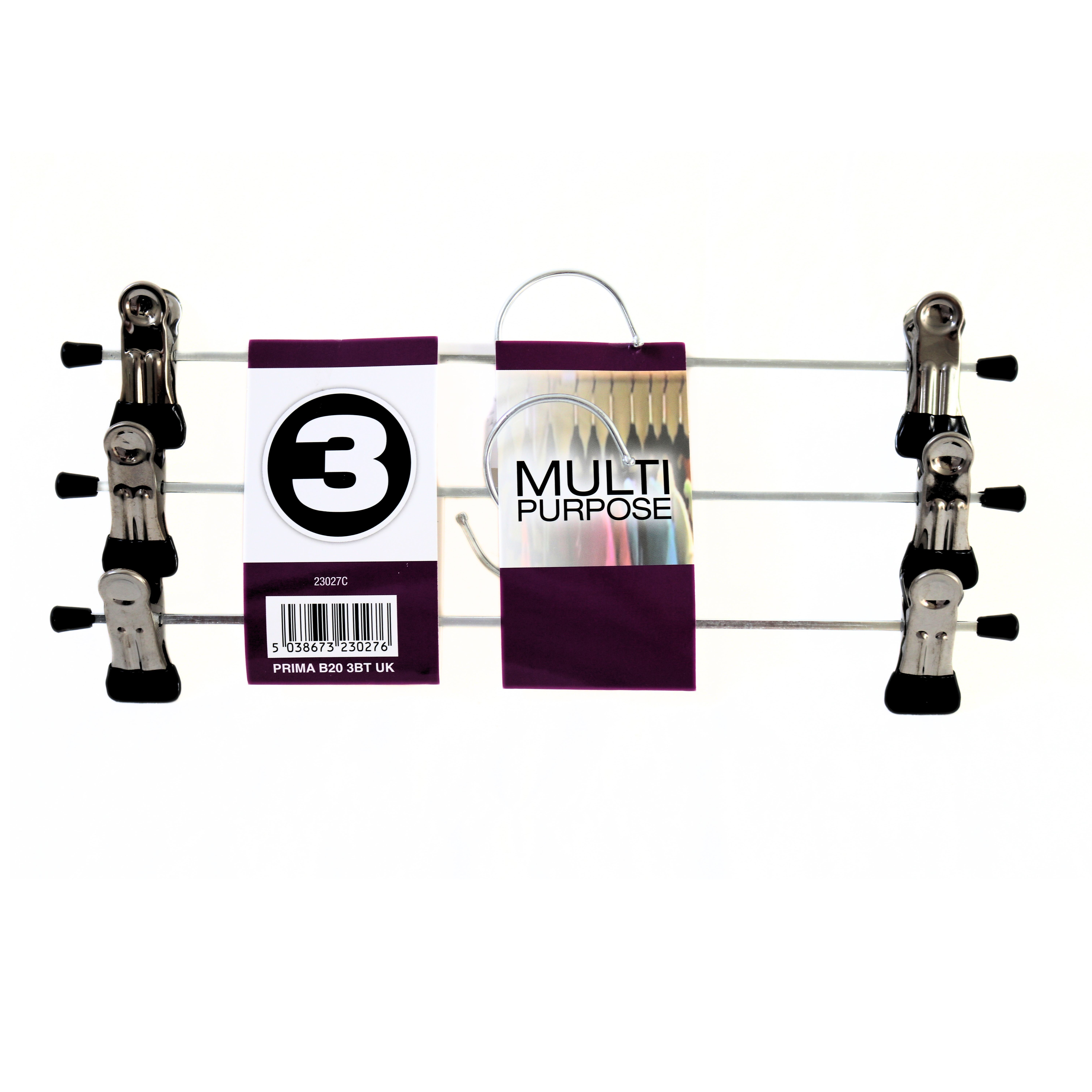 Prima Plasticware Multipurpose Metal Clip Hangers Silver and Black Pack of 3 23027C Prima Plasticware Multipurpose Metal Clip Hangers Silver and Black Pack of 3 23027C