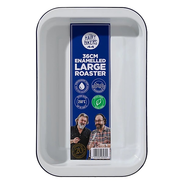 Hairy Bikers Rectangular Enamelled Roaster White large 41cm x 26.8cm x 6.5cm BKW1634 | Oven Safe | Durable Non-Stick Roasting Tray | Ideal for Everyday Cooking and Roasting | Not Microwave Safe | PFAS Free Hairy Bikers Rectangular Enamelled Roaster White large 41cm x 26.8cm x 6.5cm BKW1634 | Oven Safe | Durable Non-Stick Roasting Tray | Ideal for Everyday Cooking and Roasting | Not Microwave Safe | PFAS Free
