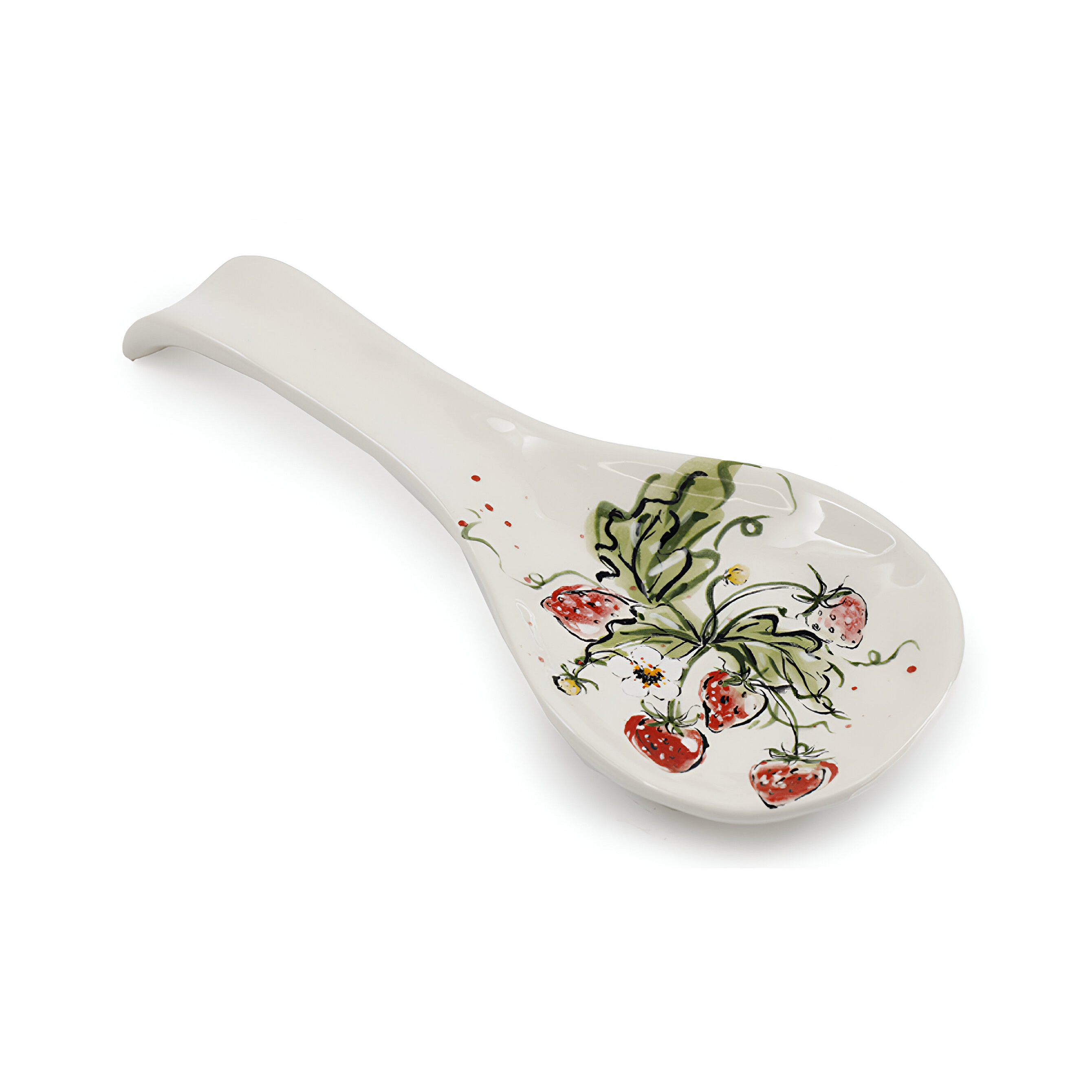 Sifcon International Strawberry Print Spoon Rest White 26cm x 12cm x 3cm KG3787
