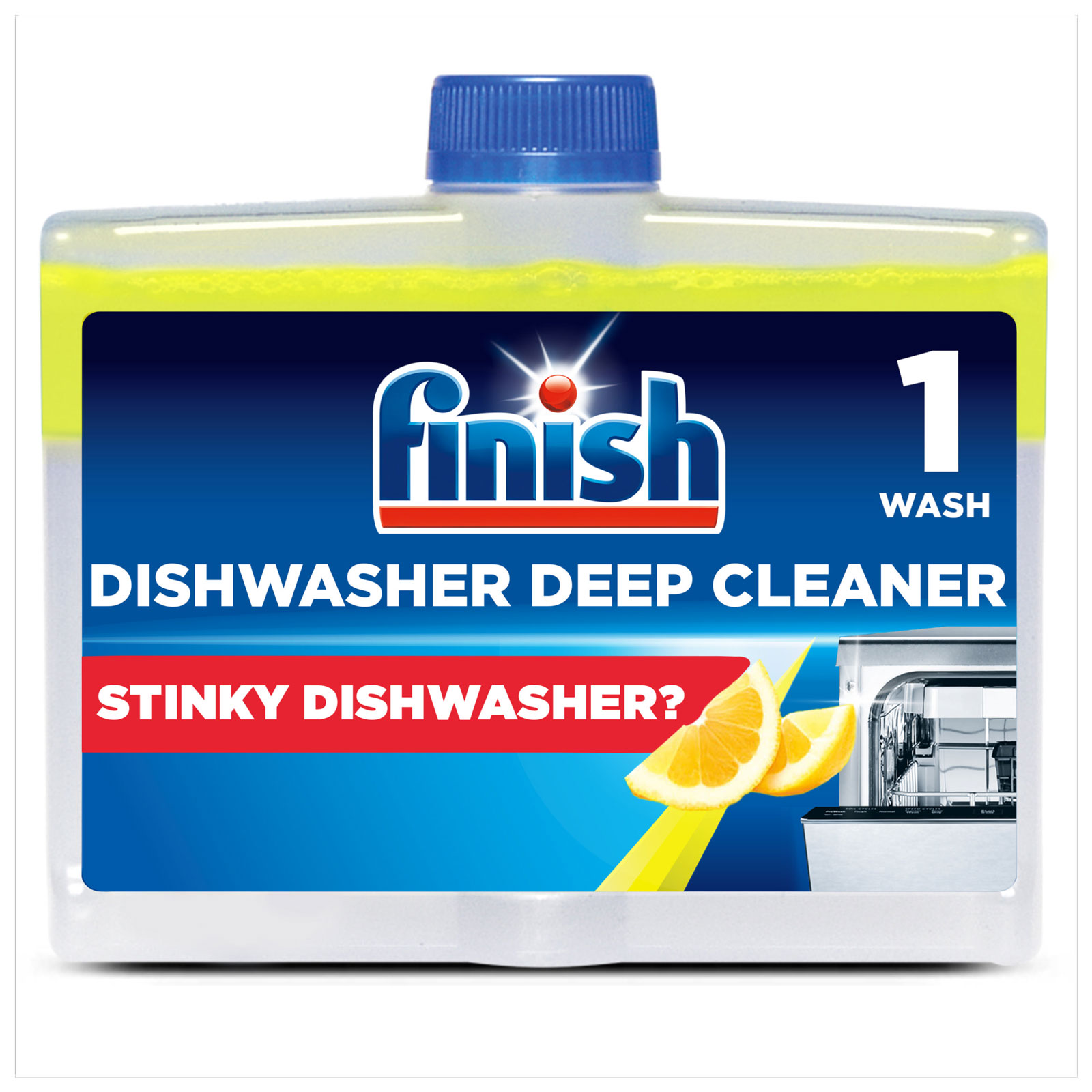 Finish Lemon Sparkle Dishwasher Deep Cleaner Yellow 250ml HOFIN266 | Odour Removal Technology | Removes Hidden Dirt and Limescale | For a Hygienic Dishwasher Finish Lemon Sparkle Dishwasher Deep Cleaner Yellow 250ml HOFIN266 | Odour Removal Technology | Removes Hidden Dirt and Limescale | For a Hygienic Dishwasher