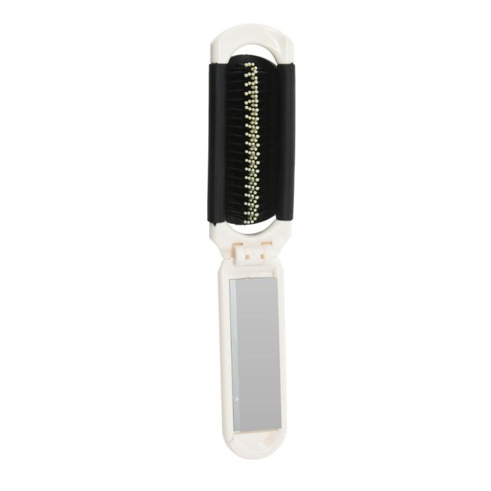Eleganza Hairbrush with Foldable Mirror Black and White 170490650