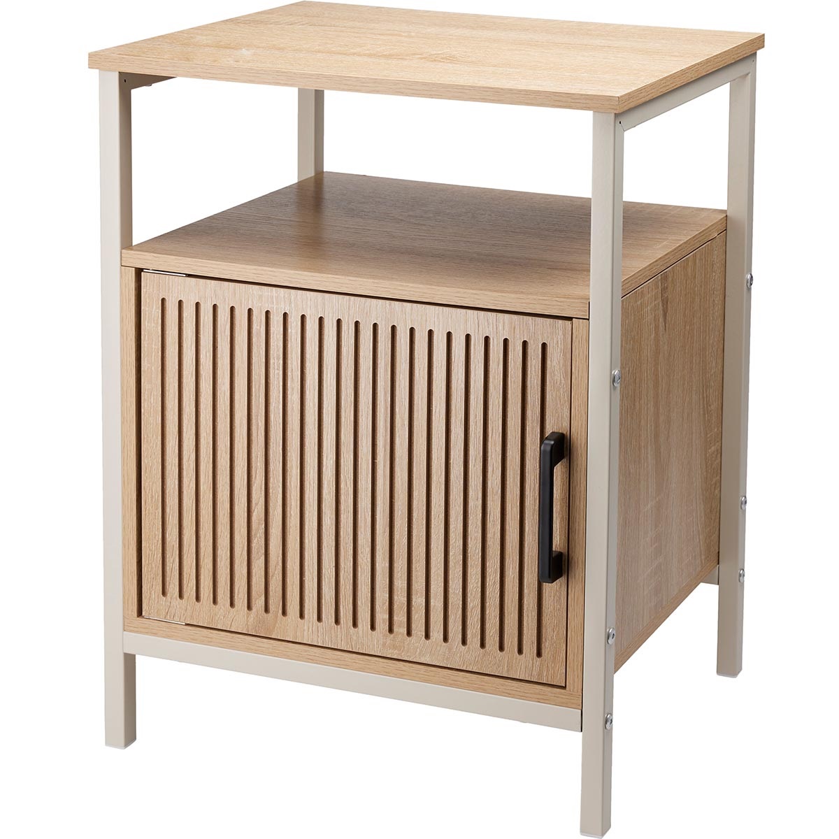 Trends 4 You Wooden Cabinet with Door Brown 43cm x 33cm x 55cm NB1510620 | With Open Shelf and Metal Frame | For Living Room-Bedroom or Office