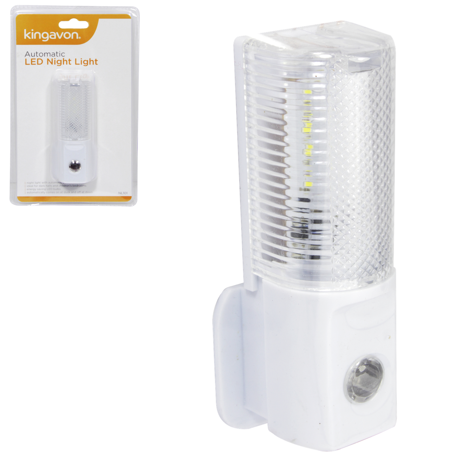 Kingavon Automatic LED Night Light White NL101 | Energy Saving Plug-In Lamp | Dusk to Dawn Sensor | Ideal for Hallways-Bedrooms and Stairs | Warm White Glow for Safety and Comfort Kingavon Automatic LED Night Light White NL101 | Energy Saving Plug-In Lamp | Dusk to Dawn Sensor | Ideal for Hallways-Bedrooms and Stairs | Warm White Glow for Safety and Comfort