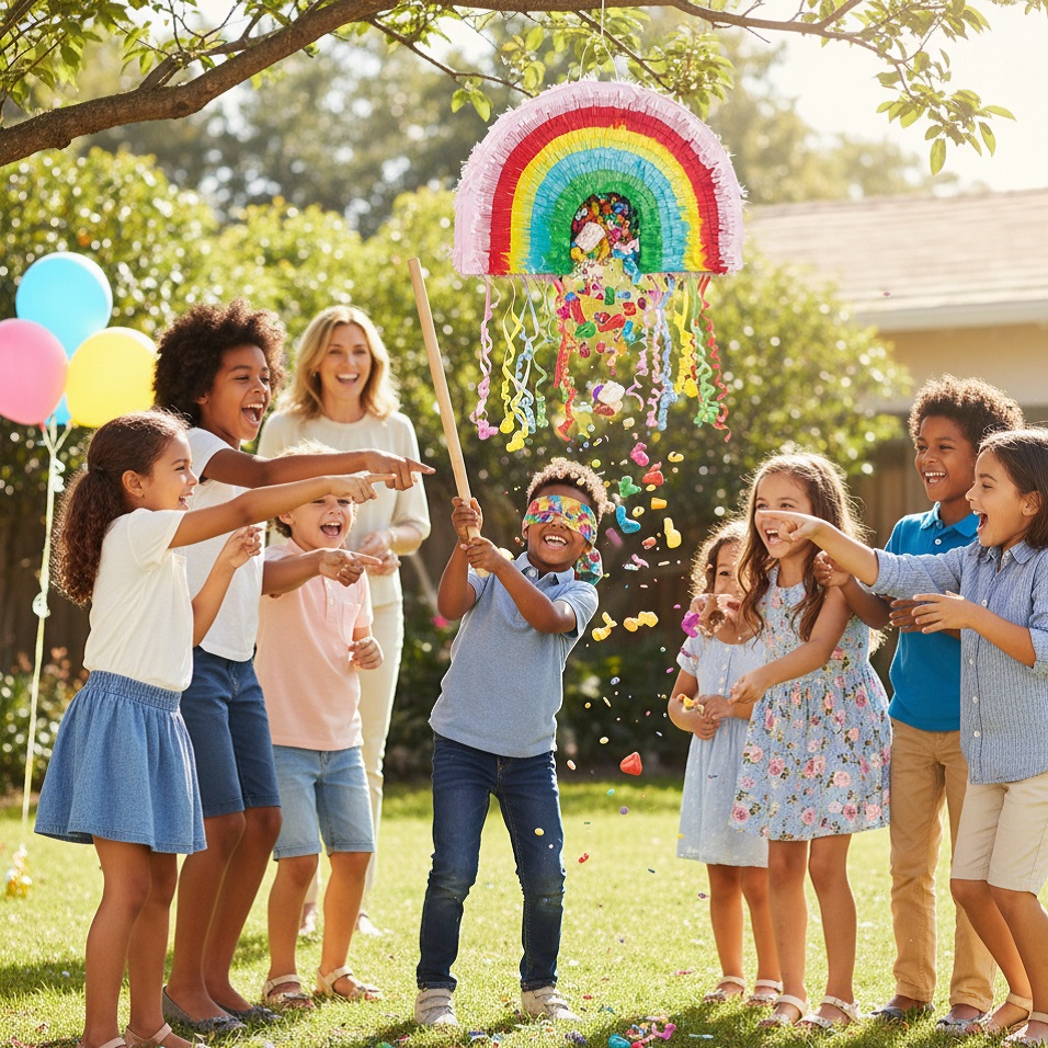Unique Party Rainbow Shape Pinata Multicolour 68143