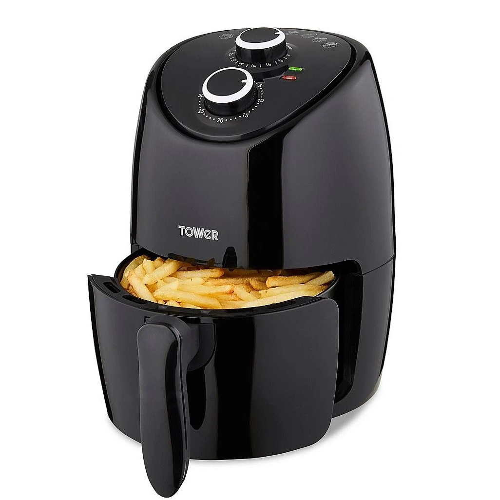 Tower Vortx Air Fryer Black 2 Litre T17087 | Easy to Use Control Dials | Non-Stick Coated Frying Basket | Rapid Air Circulation | Cooks 30 Percent Faster | Using 99 Percent Less Oil | Uses upto 70 Percent Less Energy Tower Vortx Air Fryer Black 2 Litre T17087 | Easy to Use Control Dials | Non-Stick Coated Frying Basket | Rapid Air Circulation | Cooks 30 Percent Faster | Using 99 Percent Less Oil | Uses upto 70 Percent Less Energy