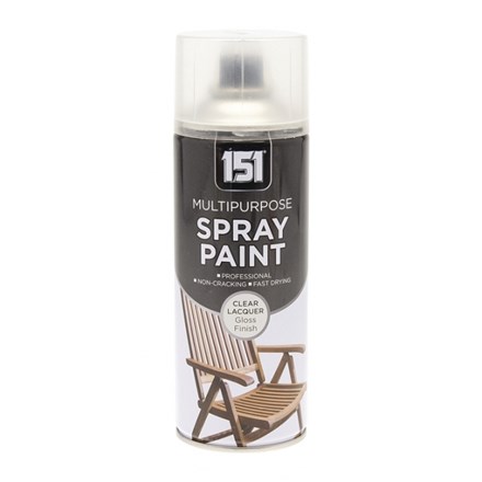 151 Multipurpose Spray Paint Clear Lacquer Gloss Finish 400ml TAR030 | For DIY and Repairs | Professional | Fast Drying | Non-Cracking | Coat Anything Inside and Outside