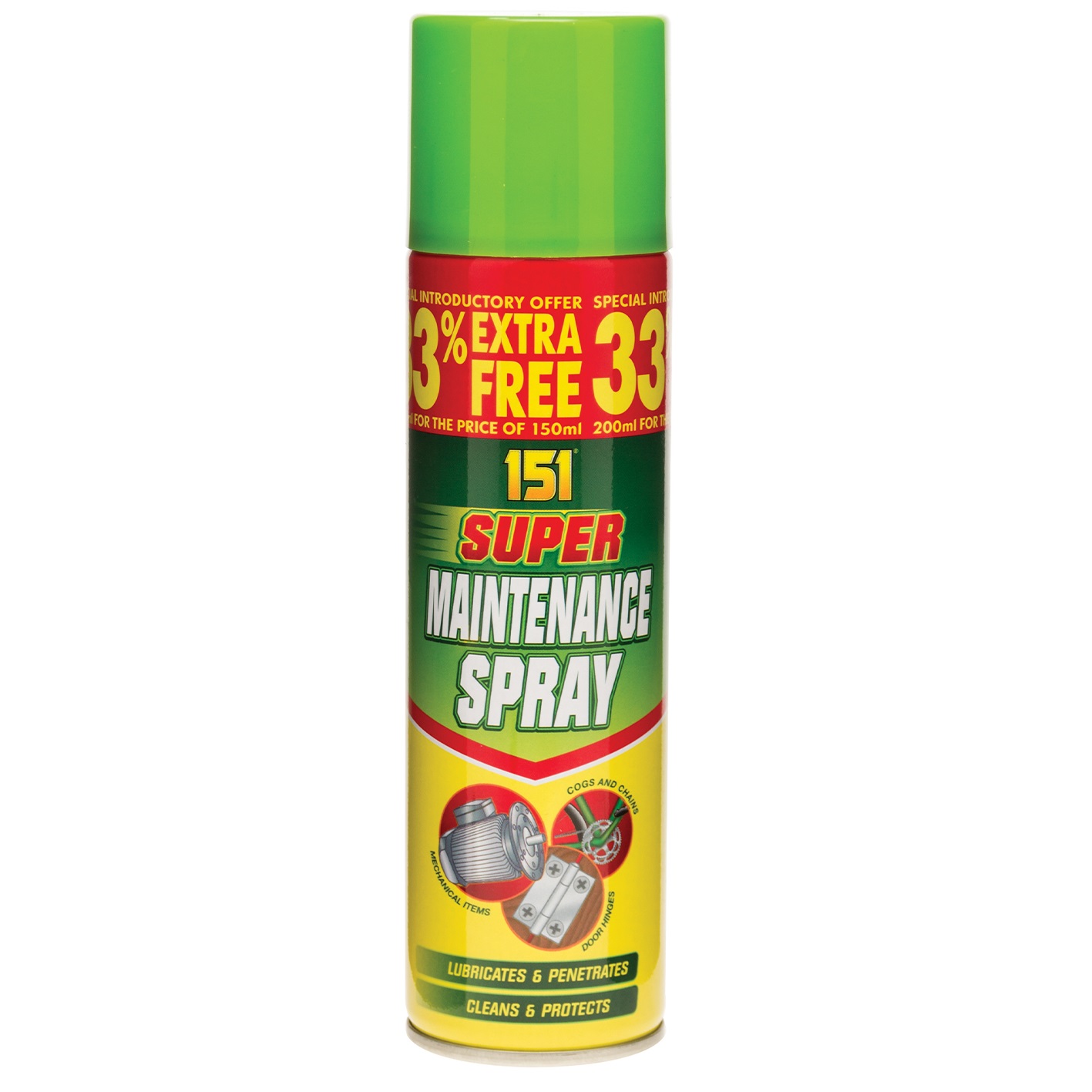 151 Super Maintenance Spray 200ml 0004A | Lubricates and Penetrates | Cleans and Protects | Mechanical Items | Door Hinges | Cogs and Chains | 33 Percent Extra 151 Super Maintenance Spray 200ml 0004A | Lubricates and Penetrates | Cleans and Protects | Mechanical Items | Door Hinges | Cogs and Chains | 33 Percent Extra