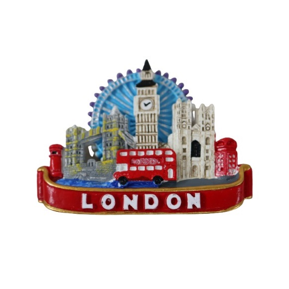 London City Resin Fridge Magnet Multicoloured MFM28 | Big Ben Red Bus Landmark Souvenir | Classic British Travel Gift | Iconic Landmarks Tourist Keepsake
