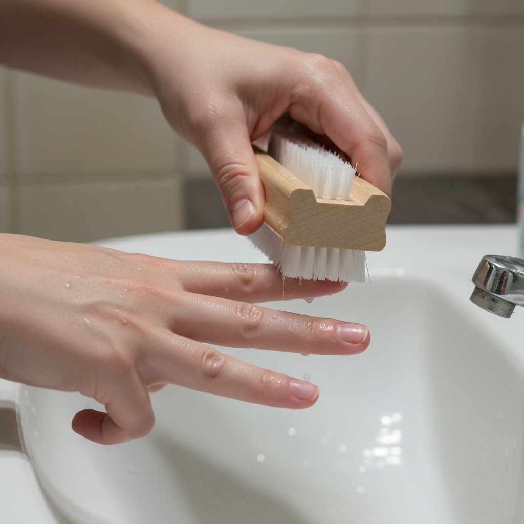 Apollo Housewares Double Sided Maple Wood Nail Brush Wooden Brown and White 6200