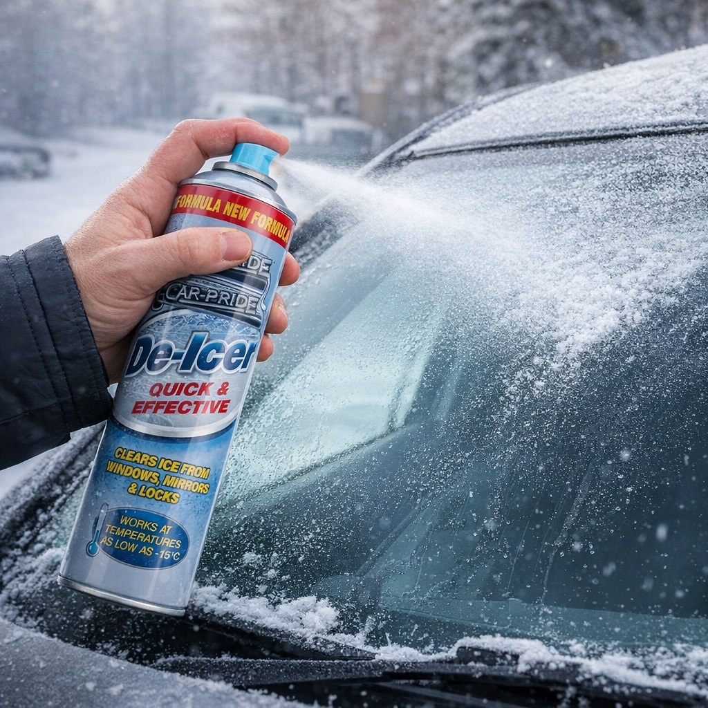 Carpride De-Icer Aerosol Spray White 600ml | Quick and Effective | Clears Ice from Windows - Mirrors and Locks | Works at Temperatures as Low as -15 Degree Celsius
