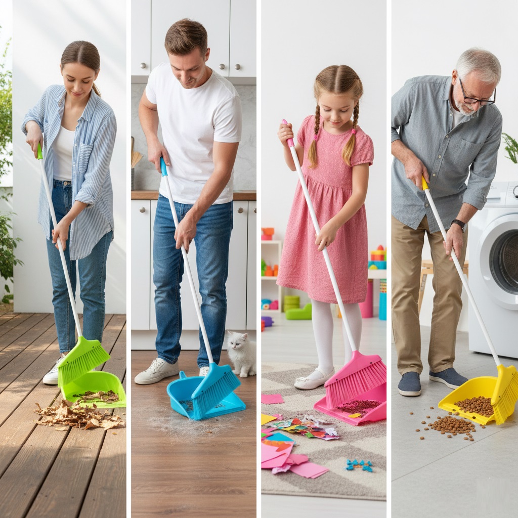 Bettina Upright Long Handle Dustpan and Brush Assorted Colours Pack of 1 B305 Bettina Upright Long Handle Dustpan and Brush Assorted Colours Pack of 1 B305