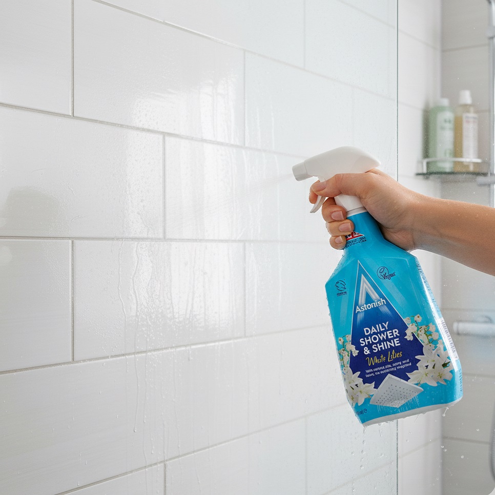 Astonish Daily Shower and Shine White Lilies Spray 750ml 1031S2 | With Natural Oils | Vegan | Cruelty Free