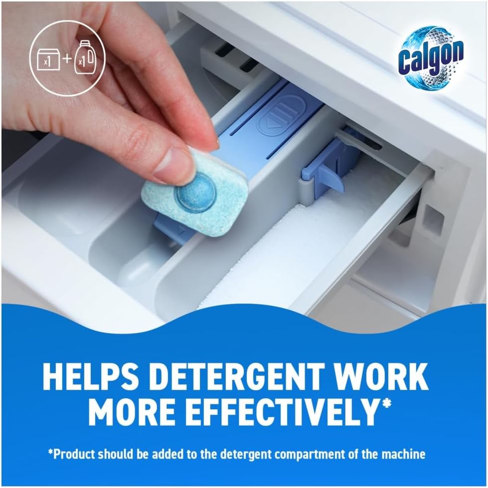 Calgon Power Tabs 4-in-1 Washing Machine Water Softener Assorted Colour Pack of 15 HOCAL015 | Prevents Limescale Dirt Rust and Odours