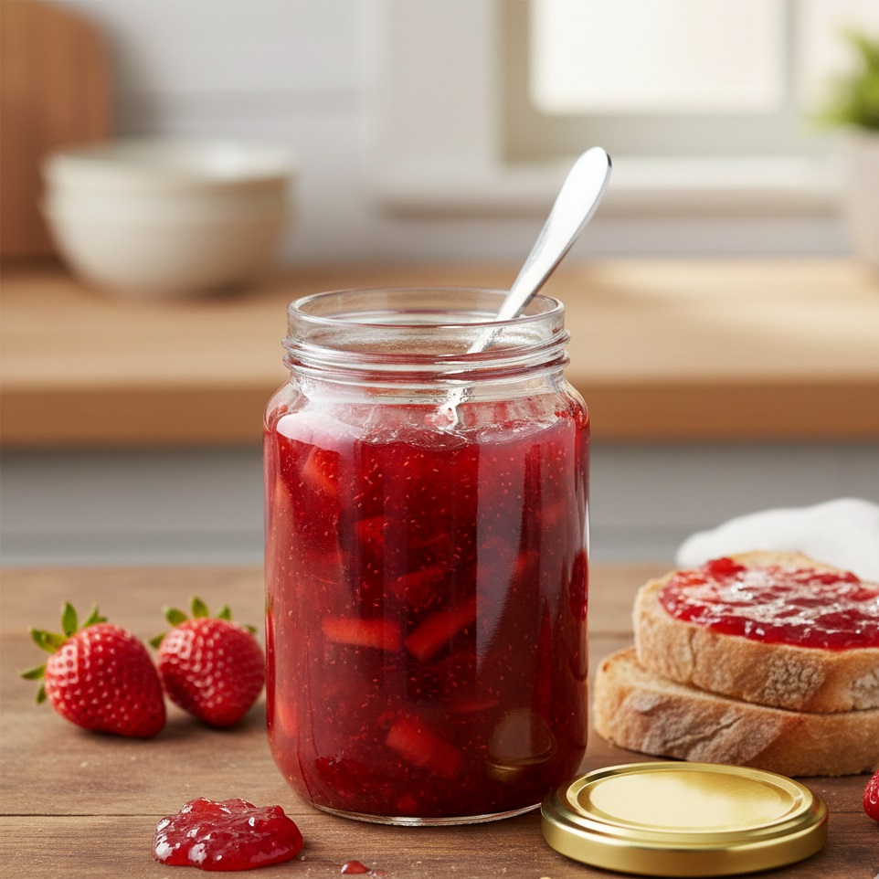 Apollo Glass Jam Jar With Brass Lid Clear 350ml 8403