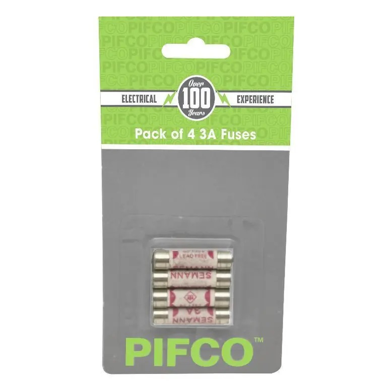 PIFCO 3A Electrical Fuses Pack of 4 Chrome PIF2031 | Standard Replacement Plug Fuses | for Home and Electrical Appliances