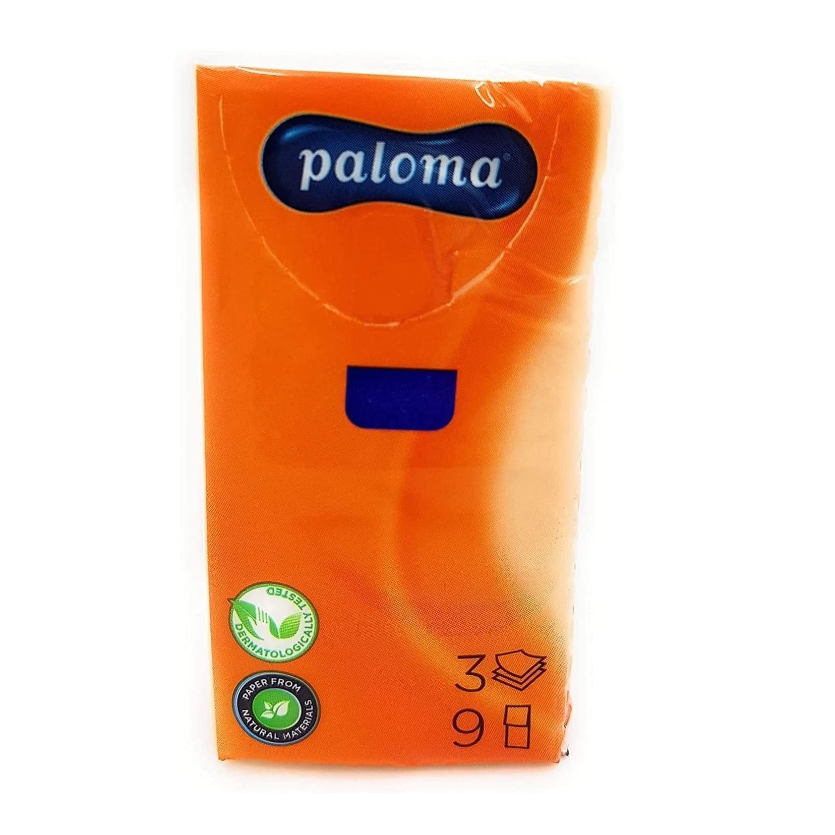 Paloma Pocket Facial Tissues Orange Pack of 10 PT3PL10 | 3-Ply Soft Paper Tissues | Compact Travel Pack | Made From Natural Materials