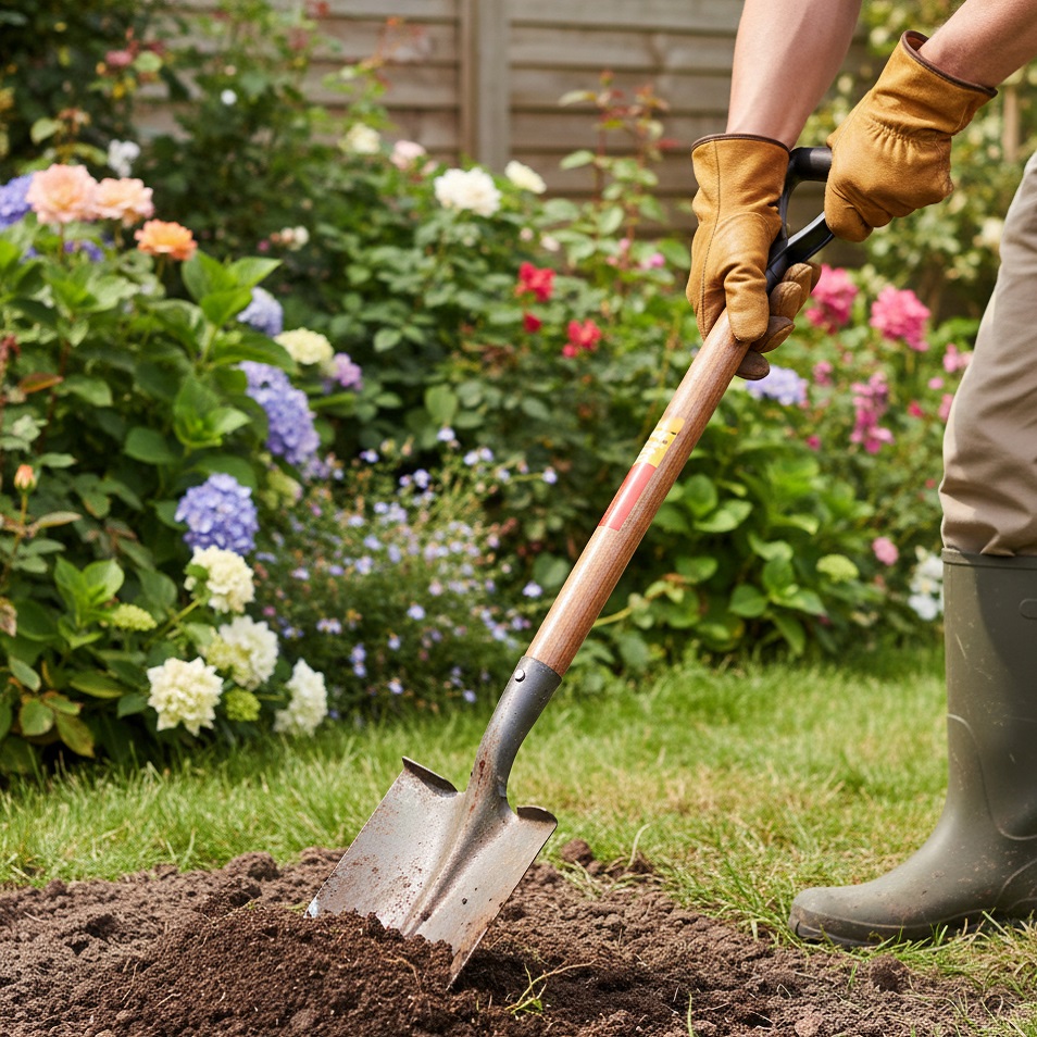 Amtech D-Handled Wooden Replacement Spade Shaft Brown and Black 24-Inch U1900