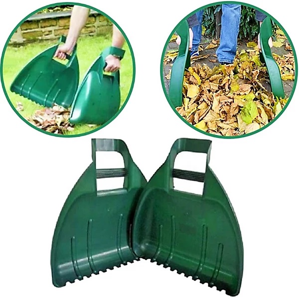 Whitefurze Leaf Grabber Green Pack of 2 G25LG1 | Lightweight Garden Leaf Scoops | Easy Lawn and Yard Debris Collection | With Non-Slip Handles