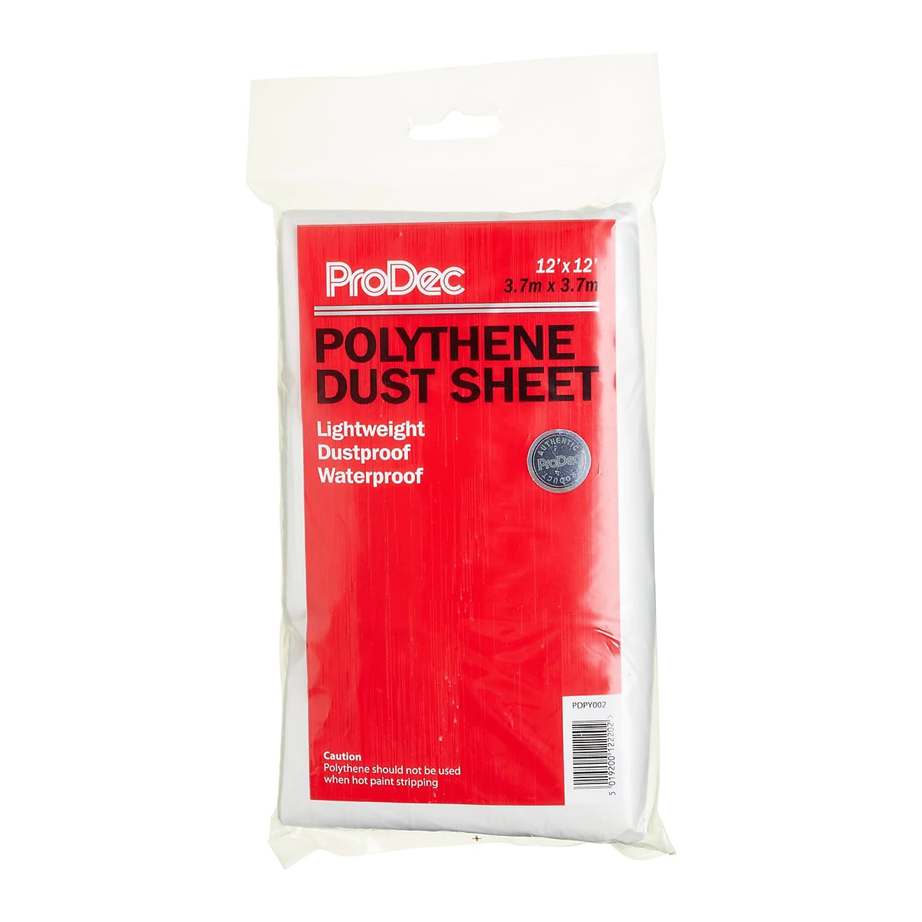 ProDec Lightweight Polythene Dust Sheet Clear 3.7Mtr x 3.7Mtr PDPY002 | Dustproof and Waterproof | Ideal for Covering