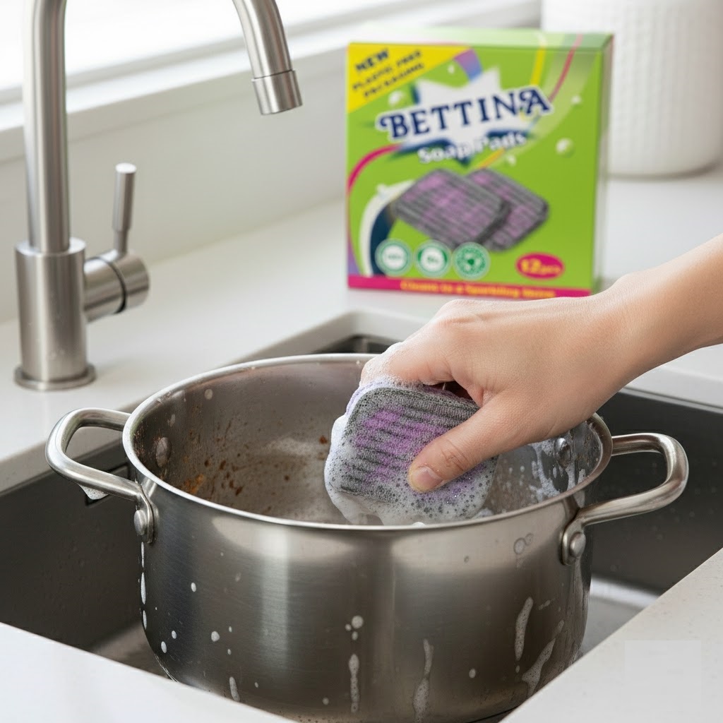 Bettina Soap Pads Silver and Pink Pack of 12 B140 | Cleans to a Sparkling Shine | 100 Percent Biodegradable | Zero Percent Animal Ingredients | Recycled Material