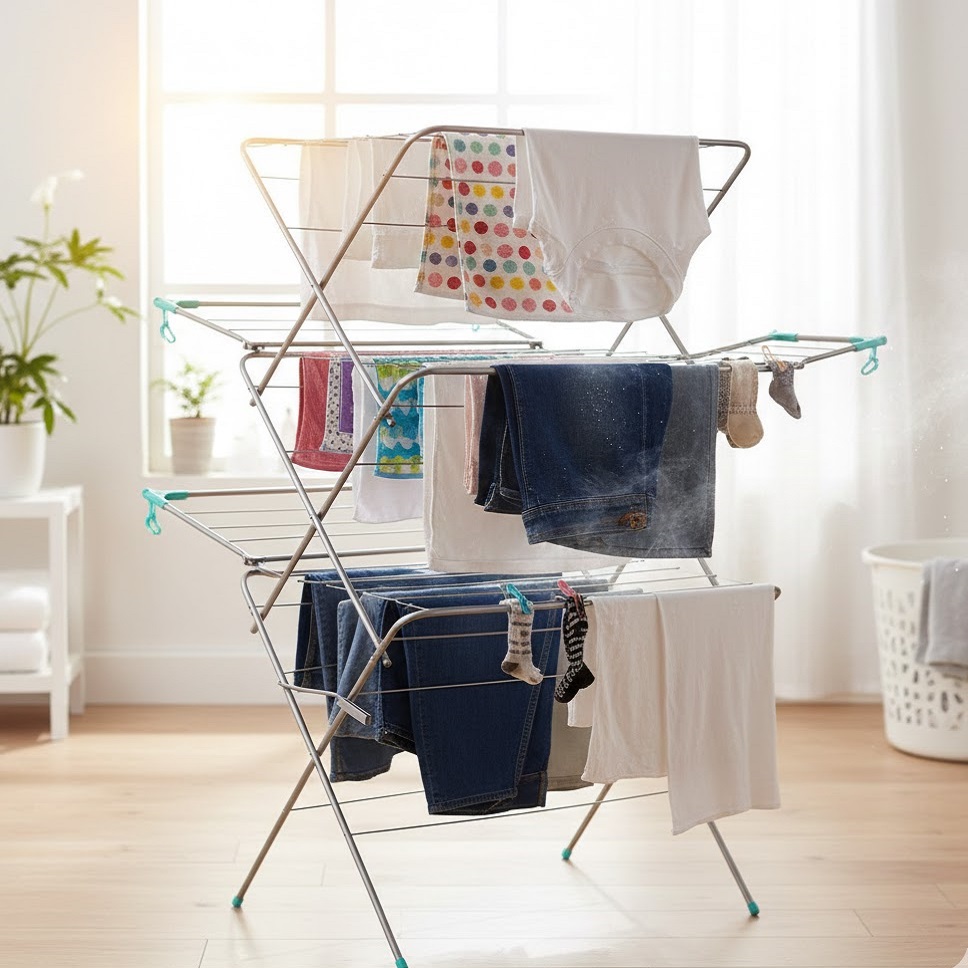 Adorn Deluxe 3 Tier Indoor Cloth Airer Grey H139cm X W61cm X D44cm AF016