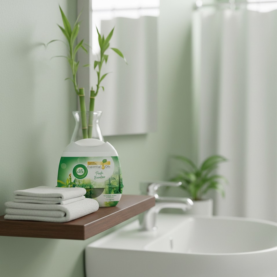 Air Wick Fresh Bamboo Scented Freshener Gel 180g | Contains Natural Essential Oils | Neutralises Odours and Freshens | Upto 45 Days