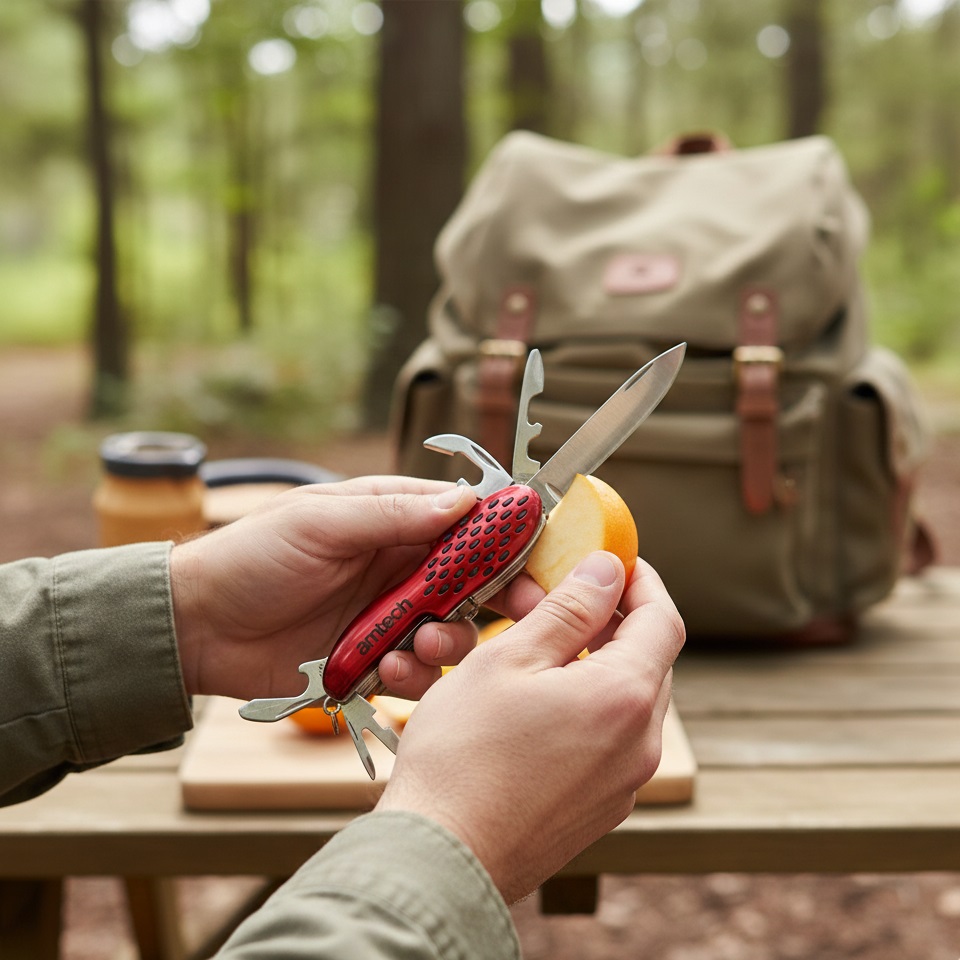 Amtech 13 in 1 Multi Function Pocket Tool Red and Silver R2450 | Compact Pocket Size | Keyring Attachment