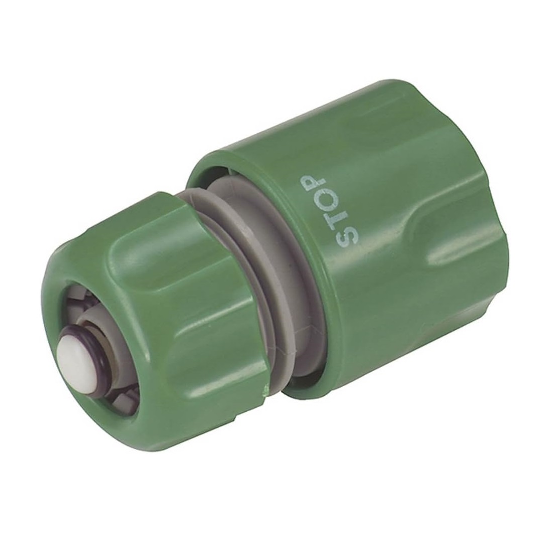 Kingfisher Gardening Female Water Stop Hose Connector Green 605SNCP | Snap-On Garden Hose Fitting | Universal Compatibility