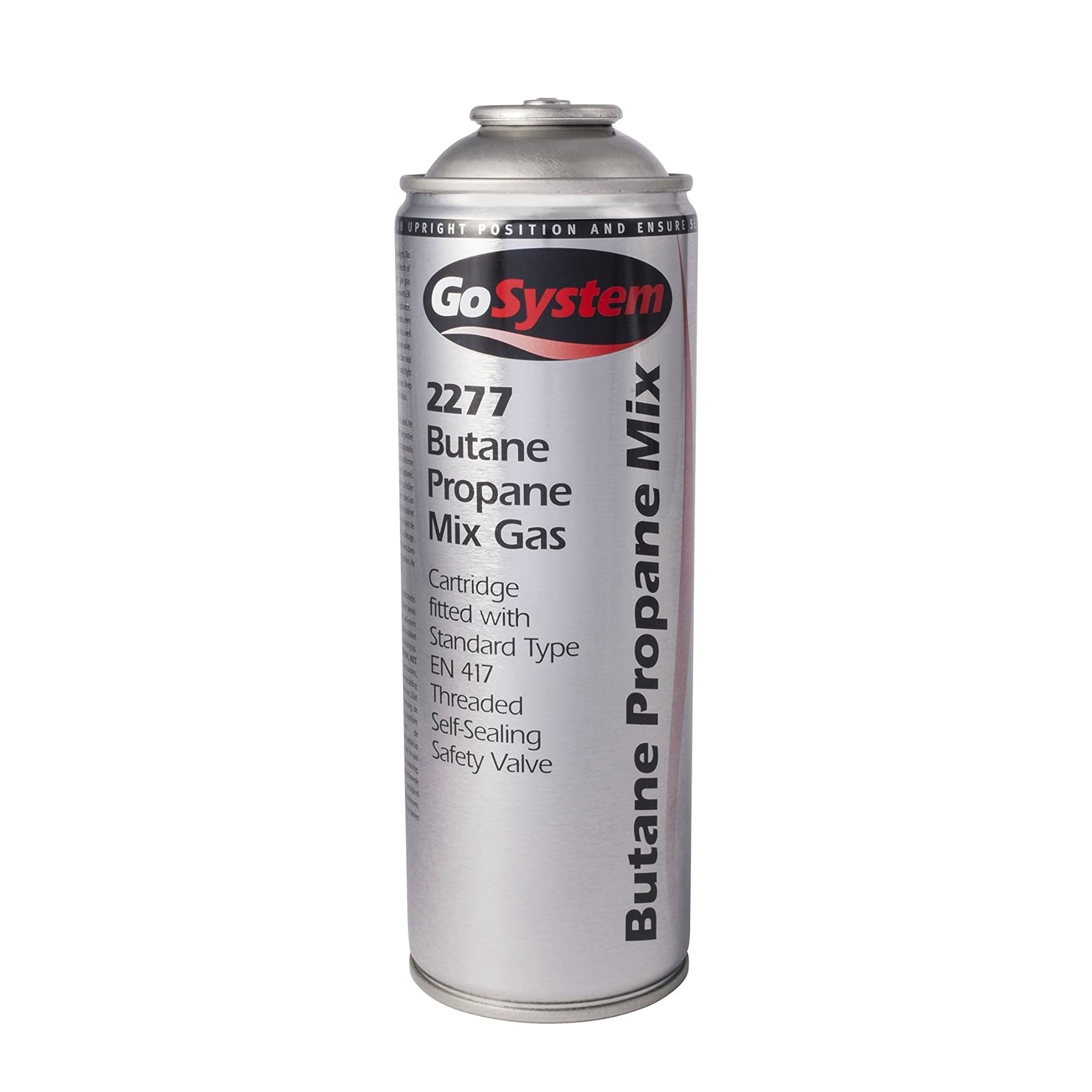GoSystem Butane Propane Mix Gas Cartridge Silver 2277 | EN417 Threaded Camping Gas Canister | Self Sealing Safety Valve
