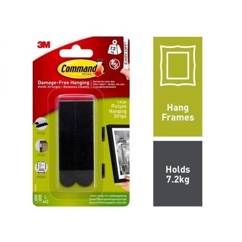 Command Large Picture Hanging Strip Black Pack of 4 4341-BL | Damage-Free Hanging | Holds Strongly | Ideal for Hallway-Study-Home-Office-Bedroom Command Large Picture Hanging Strip Black Pack of 4 4341-BL | Damage-Free Hanging | Holds Strongly | Ideal for Hallway-Study-Home-Office-Bedroom